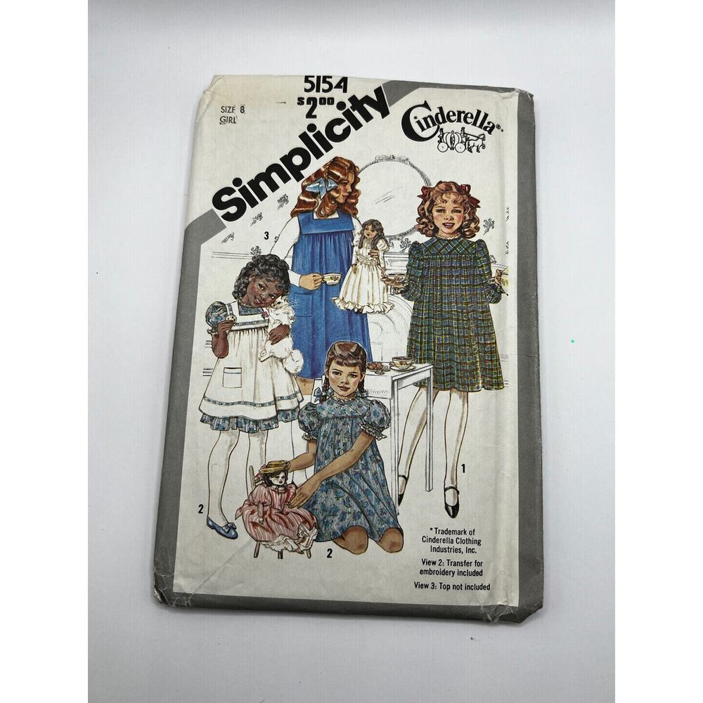 Vintage 1970s 1980s Sewing Pattern Girls Dress Cinderella Simplicity 5154